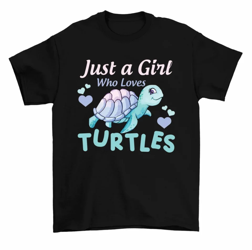 Office Just A Girl Who Loves Turtle T-Shirt Watercolor Sea Ocean Tee Women Unisex
