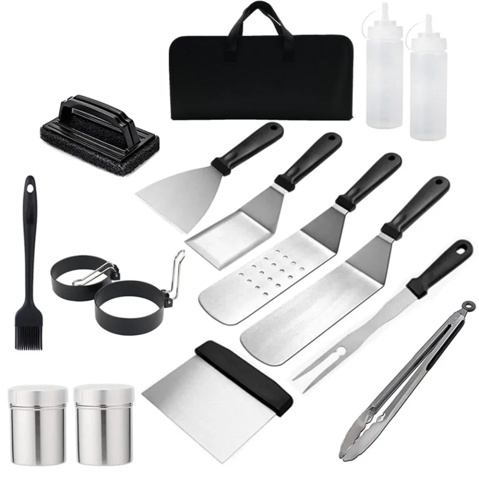 Ultimate Office HomChum 16Pcs BBQ Tools Set Stainless Steel Grill Accessories with Storage Bag for Barbecue Indoor Outdoor