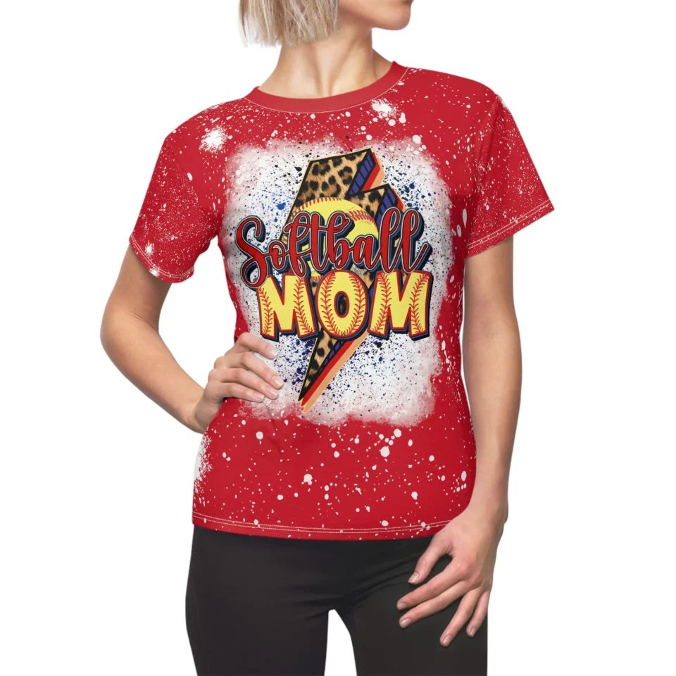 Popular Softball Mom Lightning Bolt Bleach, Female Unisex, Dynamic Apparel
