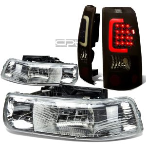 Thickened 99-02 SILVERADO CHROME CRYSTAL HEADLIGHT+BLAC