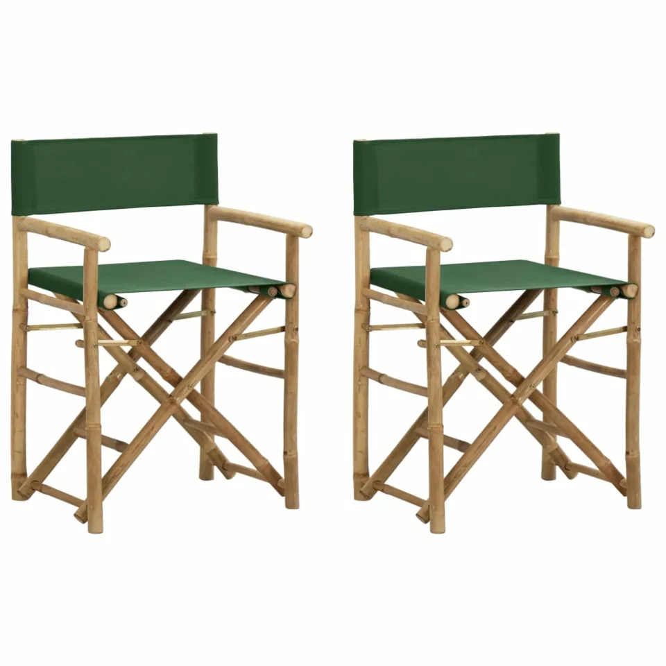 Safe Dining moobody 2 Piece Folding Director Chairs Bamboo Fabric Seat Portable Director's Chairs Green for Camping, Balcony, Picnic, Fishing, Lawn, Furniture 23.6 x 17.7 x 34.6 Inches (W x D x H)
