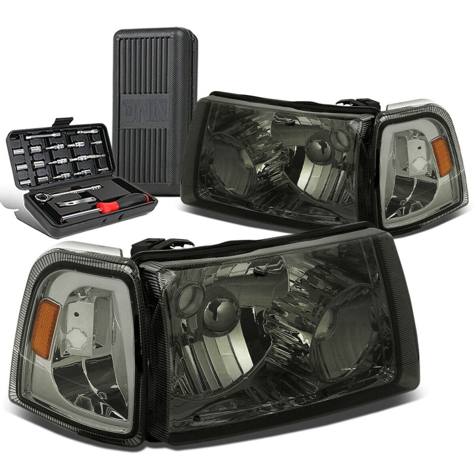Core 2001-2011 d Ranger Pair Smoked/Amber Side Headlight Head Lamps+Tool Box