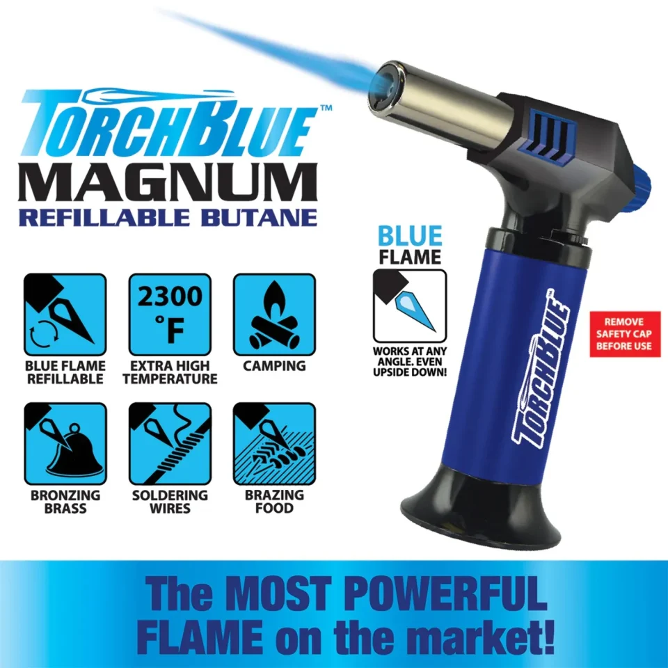 Office TORCH BLUE Magnum XXL Refillable Torch Lighter- Prefilled Ready To Use! (1 Pack)