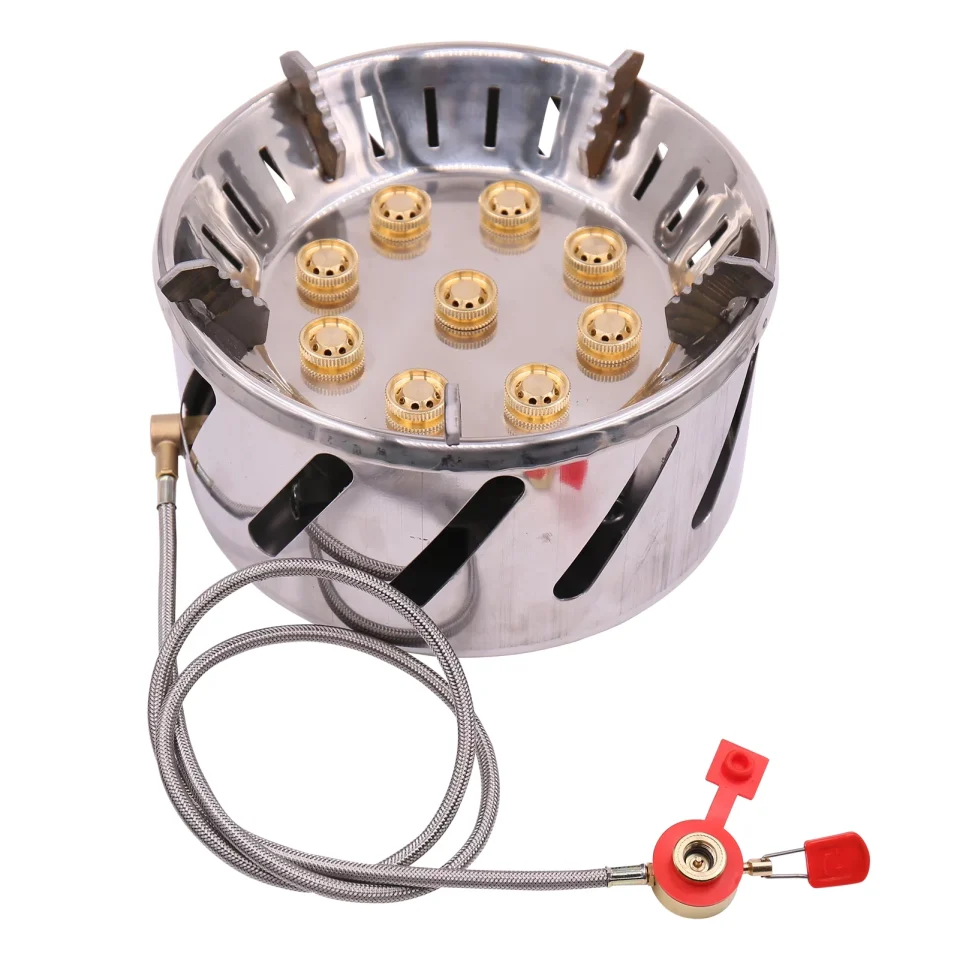Outdoor ZYZY Stainless Steel Camping Stove, Portable 9 Holes Stove for Adventures
