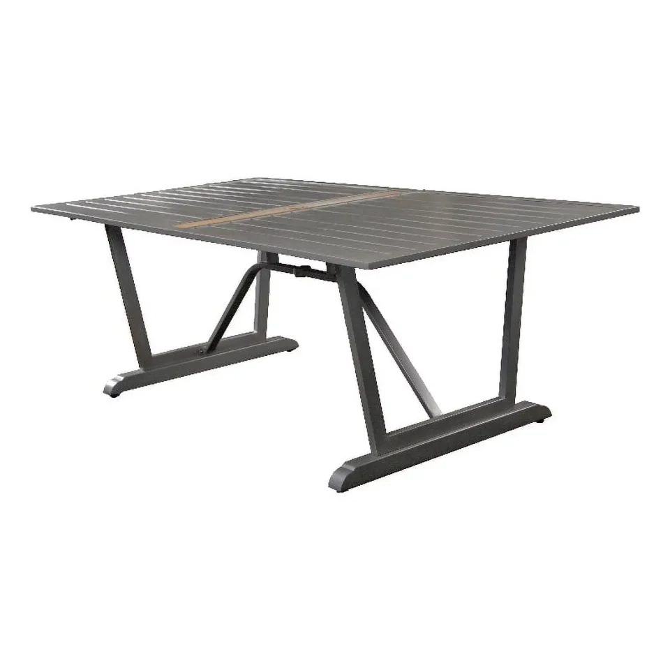 Clear Cooking Patio Festival Thermal Transfer Metal Outdoor Dining Table in Gray/Brown