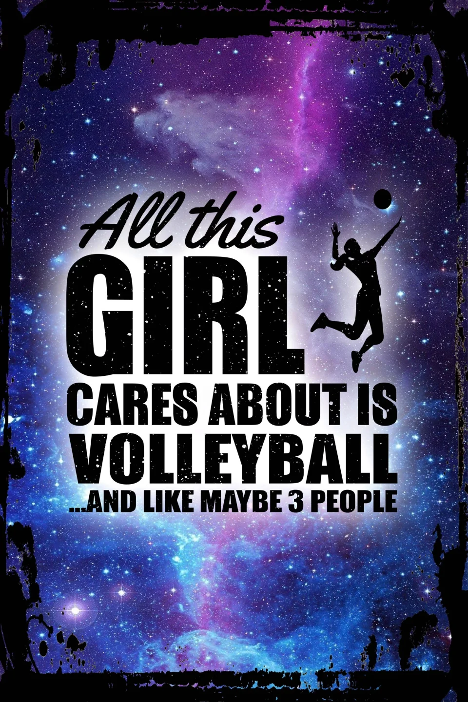 Storage Galaxy Inspirational Wall Art All This Girl Cares About is Volleyball and 3 People Funny Sports Metal Wall Art Decor Funny Gift