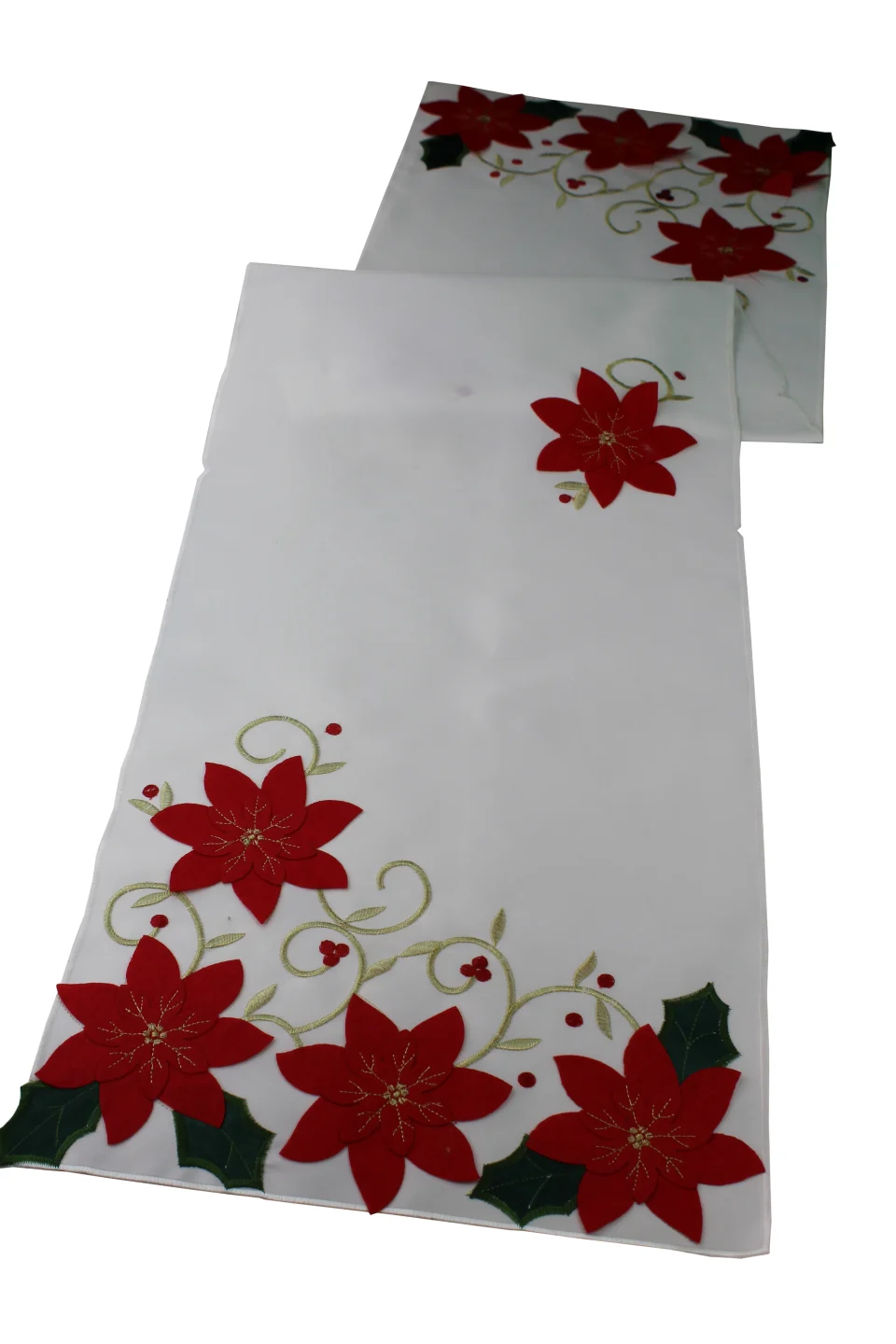 Non-Toxic Violet Linen Poinsettias Holiday Christmas Decorative Table Runner