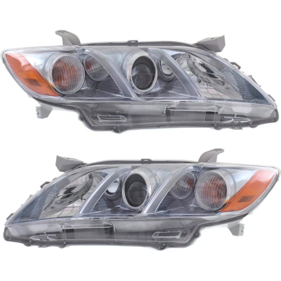 Frosted Headlight Assembly Set For 2007-2009 Toyota Camry Hybrid Left Right With Bulb