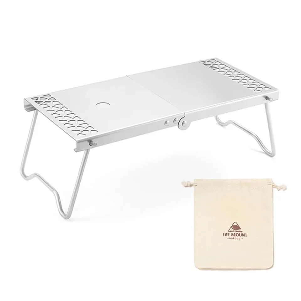 Stainless Steel Meterk Stainless Steel Outdoor Camping Table Lightweight Folding Table Picnic Table with Carrying Bag