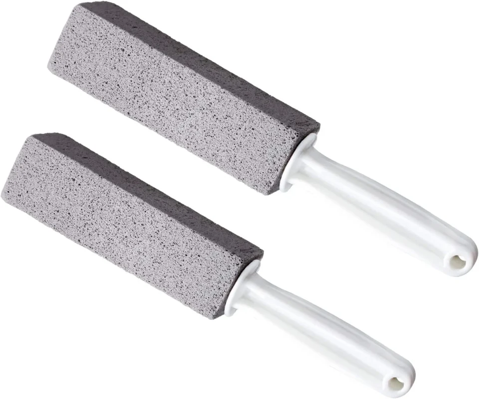 Frosted Pumice Cleaning Stone with Handle, 2 Pack Pumice Stone Toilet Bowl Scrubber Remover Rust Cleaner for Kitchen Bath Pool Bathroom Household Cleaning