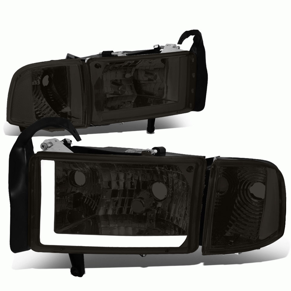 Select 1994-2002 RAM 1500 2500 3500 Smoked/Clear Corner LED DRL Headlight Head Lamp
