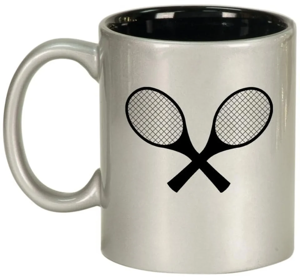 Core Supreme Tennis Racquets Ceramic Coffee Mug Tea Cup Gift for Her, Him, Friend, Coworker, Wife, Husband (11oz Silver)