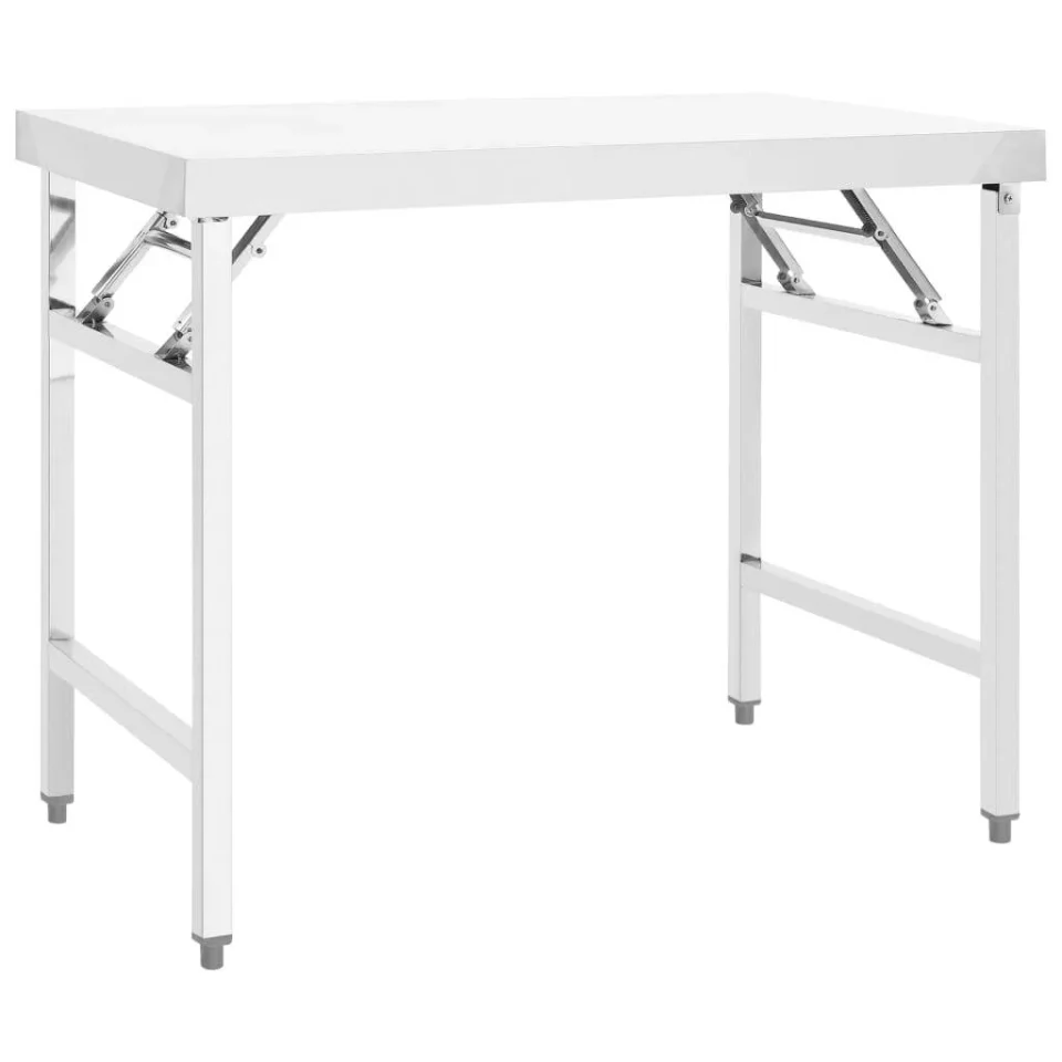 BPA-Free vidaXL Kitchen Folding Work Table 39.4x24x32 Stainless Steel