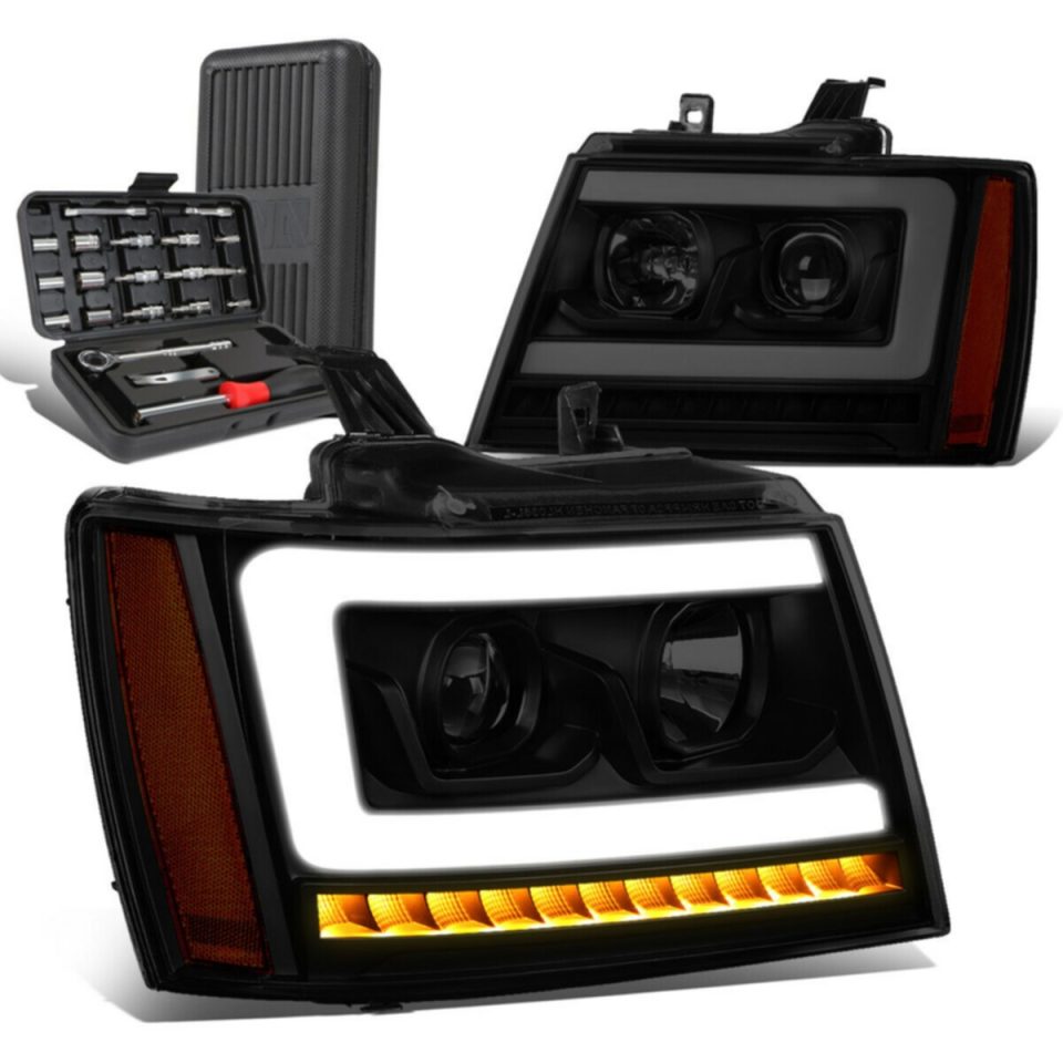 Cooking Leak-Proof 2007-2014 Tahoe Suburban 3D LED Tube Sequential Projector Headlight+Tool Box