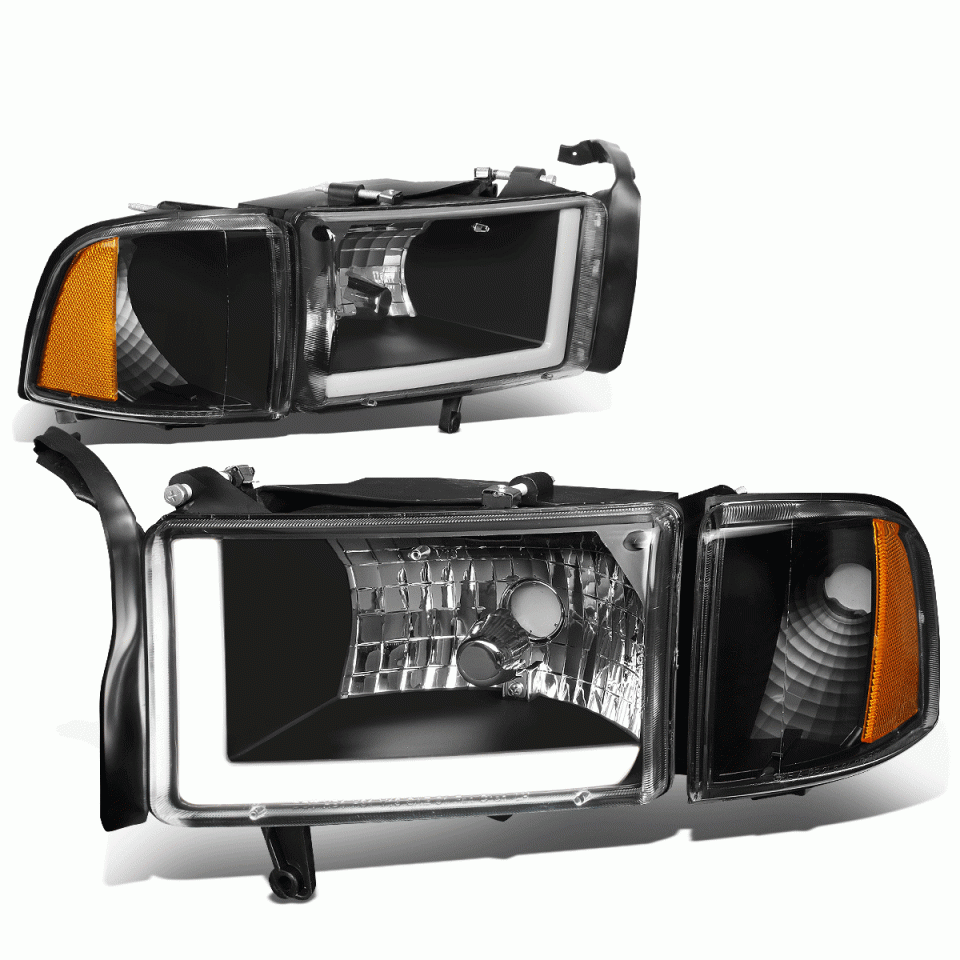 Baking Best-Selling 1994-2002 RAM 1500 2500 3500 Black/Amber Corner LED DRL Headlight Head Lamp