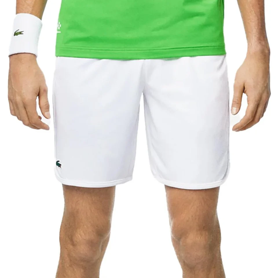 Safe Baking Lacoste Men`s Daniil Medvedev Ultra-Dry Tennis Short White ( LARGE )