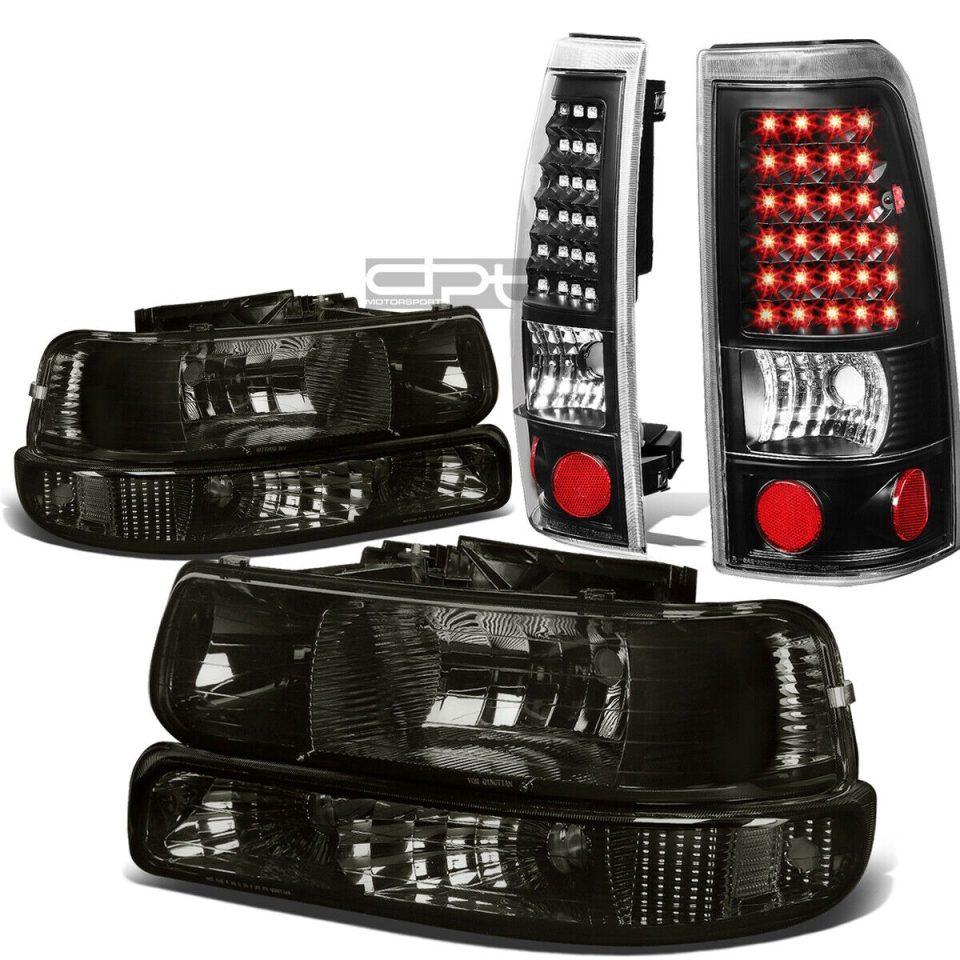 Stainless Steel 99-02 SILVERADO SMOKED HEADLIGHT+CLEA