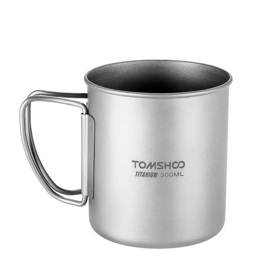 Matte Gift-Ready Andoer 300ml Titanium Cup Outdoor Portable Camping Picnic Water Cup Mug with Foldable Handle