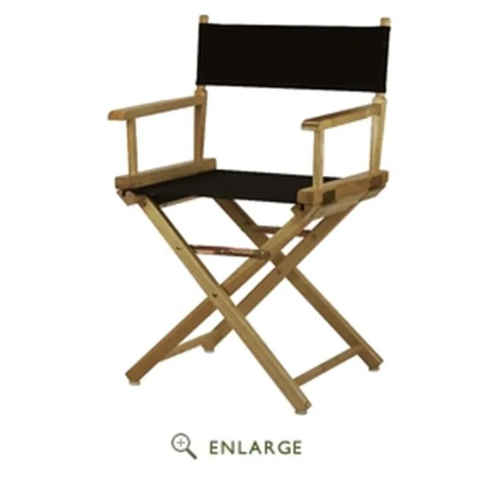 Cooking Durable 200-00-021-15 18 in. Directors Chair Natural Frame with Black Canvas