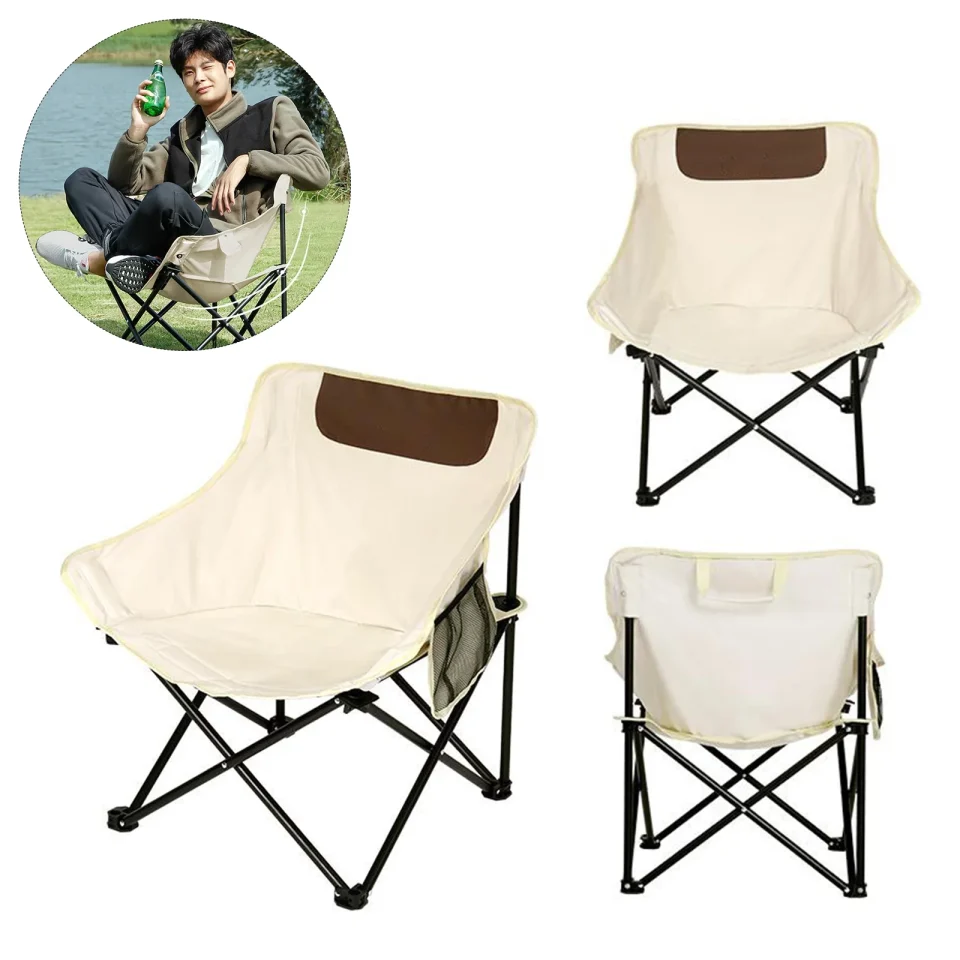 BPA-Free Silicone Originalsourcing Durable Folding Moon Chair, Cozy Tear-Resistant Oxford Fabric Lawn Chair Perfect for Garden and Camping