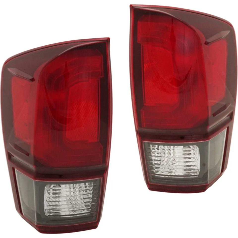 Essential Tail Light Set For 2018-2021 Toyota Tacoma Left and Right Clear/Red Halogen