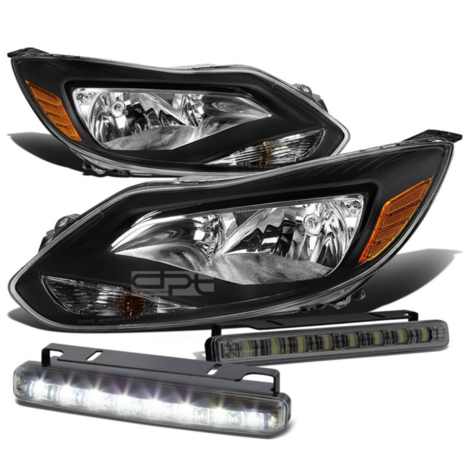 Kitchen Space-Saving BLACK 1PC CLEAR HEAD+AMBER CORNER+SMOKED LED FOG LIGHT KIT 12-14 D FOCUS