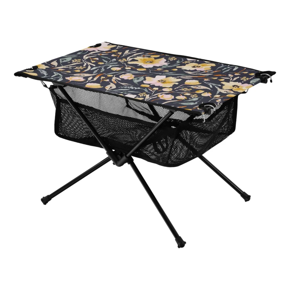 BPA-Free Cute Wildflowers Watercolor Camping Foldable Portable Table Beach Table with Storage Bag Compact Picnic Table for Outdoor Hiking Fishing BBQ
