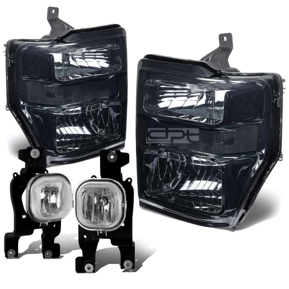 Baking Long-Lasting 08-10 SUPERDUTY SMOKED CLEAR HEADLIGHT+TURN SIGNAL LAMP+CHROME OE FOG LIGHT