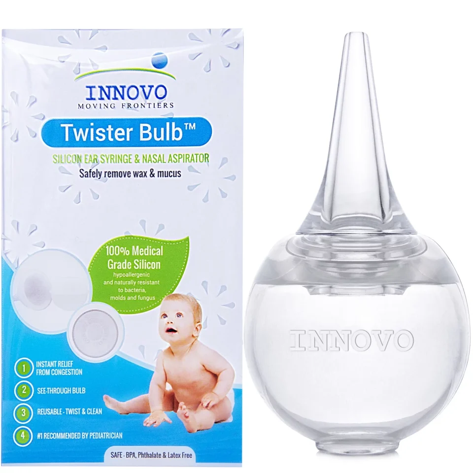 Value Innovo Twister Bulb Baby Nasal Aspirator and Booger Sucker - Hospital Grade Silicon - Non-toxic, Cleanable and Reusable