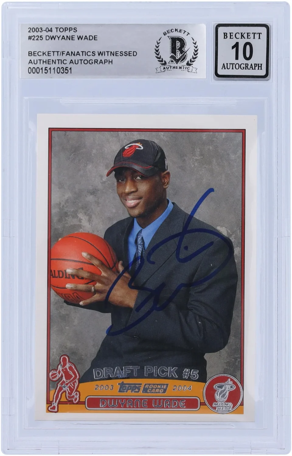 Bamboo Kitchen Dwyane Wade Miami Heat Autographed 2003-04 Topps #225 Beckett Fanatics Witnessed Authenticated 10 Rookie Card - Fanatics Authentic Certified