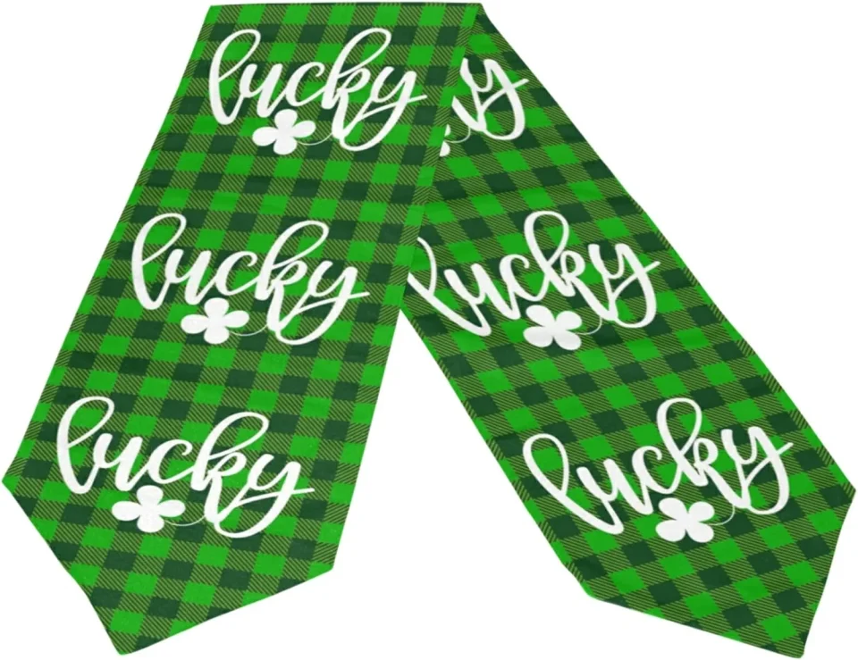 Select Polished GZHJMY Double Sided St. Patrick's Day Plaid Long Polyester Table Runner 13 x 70 Inches Table Cloth Cover Placemats for Kitchen Dinning Living Holiday Home Decor