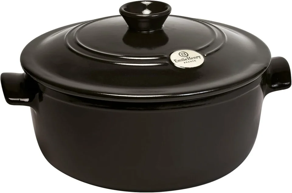 Gift-Ready France Flame Round Stewpot Dutch Oven, 4.2 Quart, Charcoal