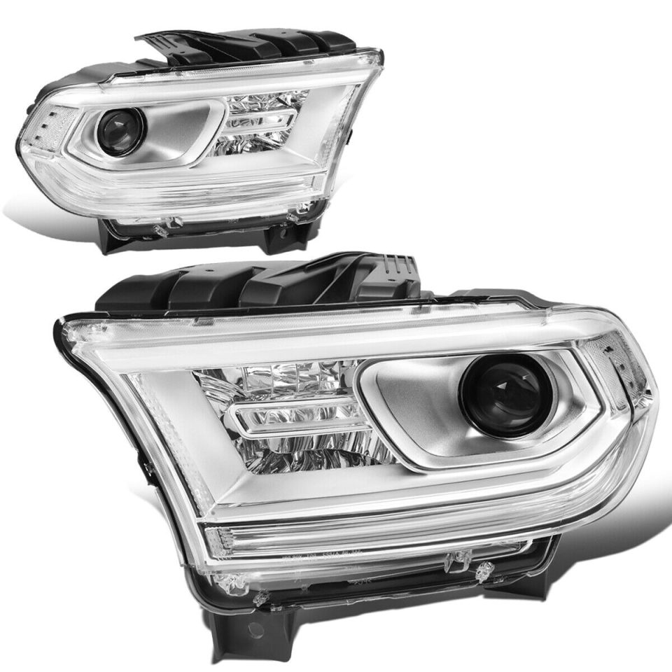 Healthy Cast Iron 2014-2020 Dodge Durango Pair OE Style Porjector Headlight Head Lamps Chrome