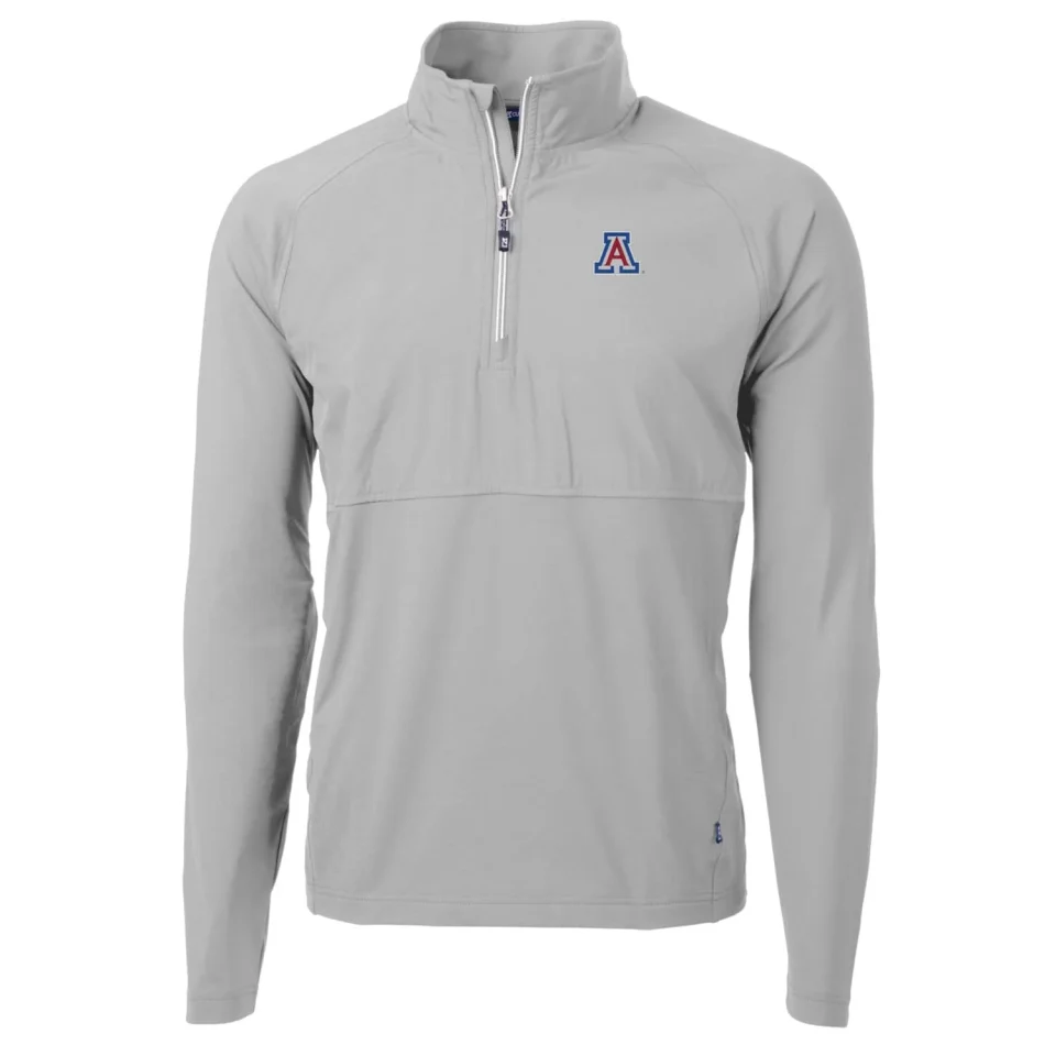Pure Wooden Men's Cutter & Buck Silver Arizona Wildcats Adapt Eco Knit Hybrid Recycled Quarter-Zip Pullover Top