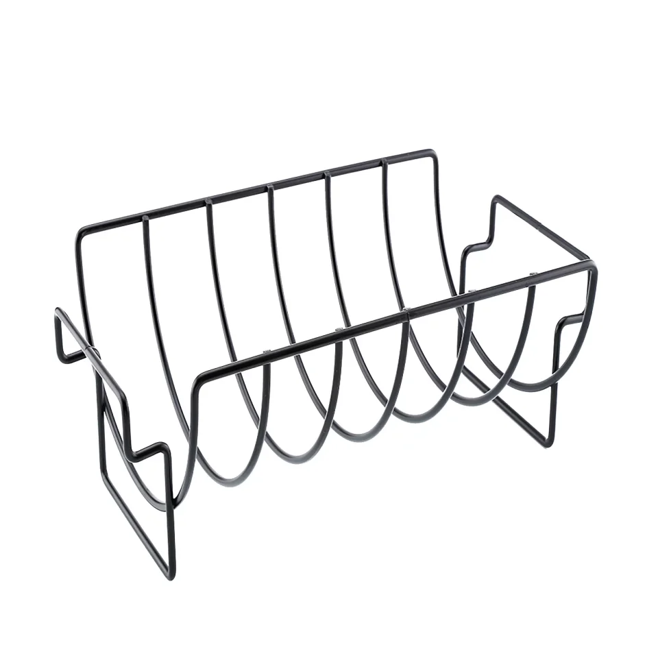 BPA-Free Baking Bbq Rib Rack For Gas Or Charcoal Grill Sturdy And Non Stick Can Be Used For Gas Grills Grilled Chicken Rack Holds Up To 5 Small Ribs Grilled Meats And Bbq Gifts Tabletop Indoor Grill
