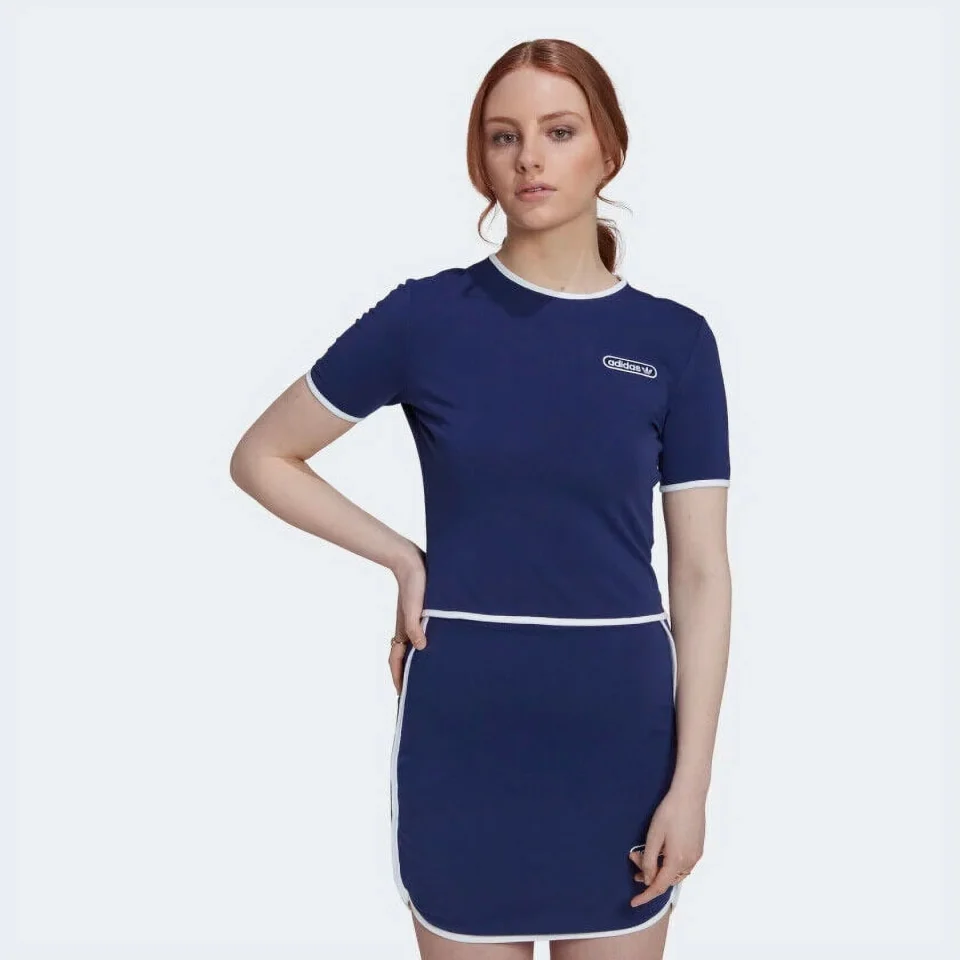 Matte Baking Adidas Originals Women's Crop Tee with Binding Details HL6569 Night Sky