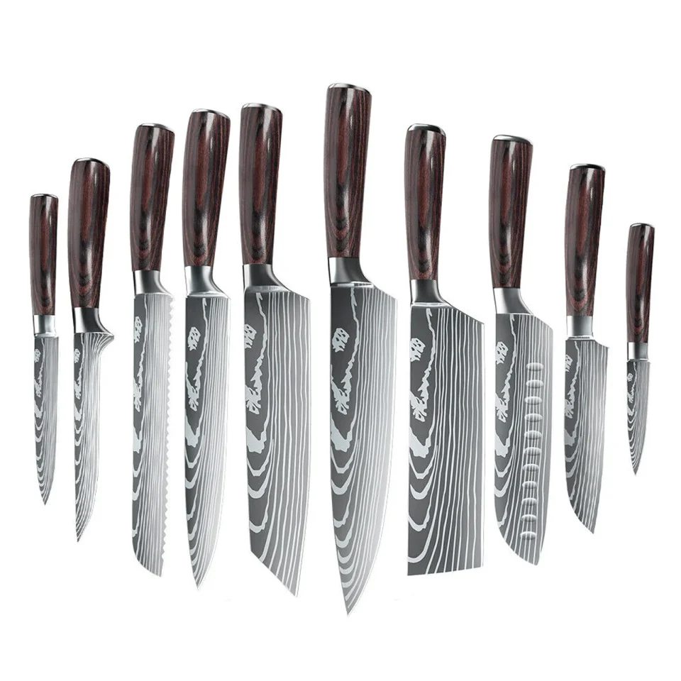Core Matte DFITO 10 Piece Pro Kitchen Knife Set, Stainless Steel Damascus Kitchen Knife Ultra Sharp with Ergonomic Handle