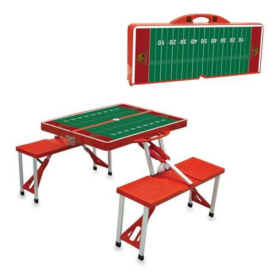 Cast Iron Picnic Time 811-00-100-685-0 Cornell University Bears-Big Red Digital Print Portable Folding Picnic Table with Four Seats, Red