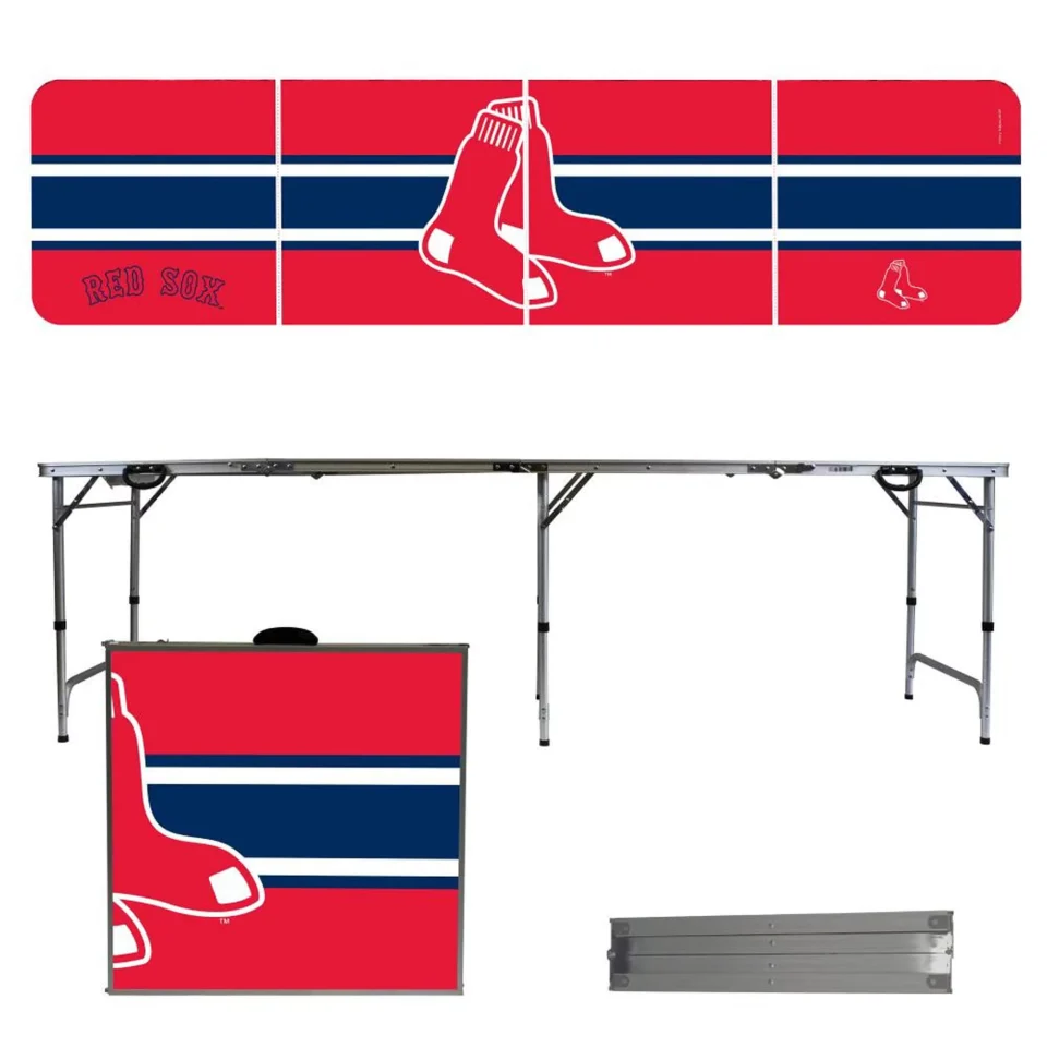 Pure Boston Red Sox Striped Design 8' Portable Folding Tailgate Table