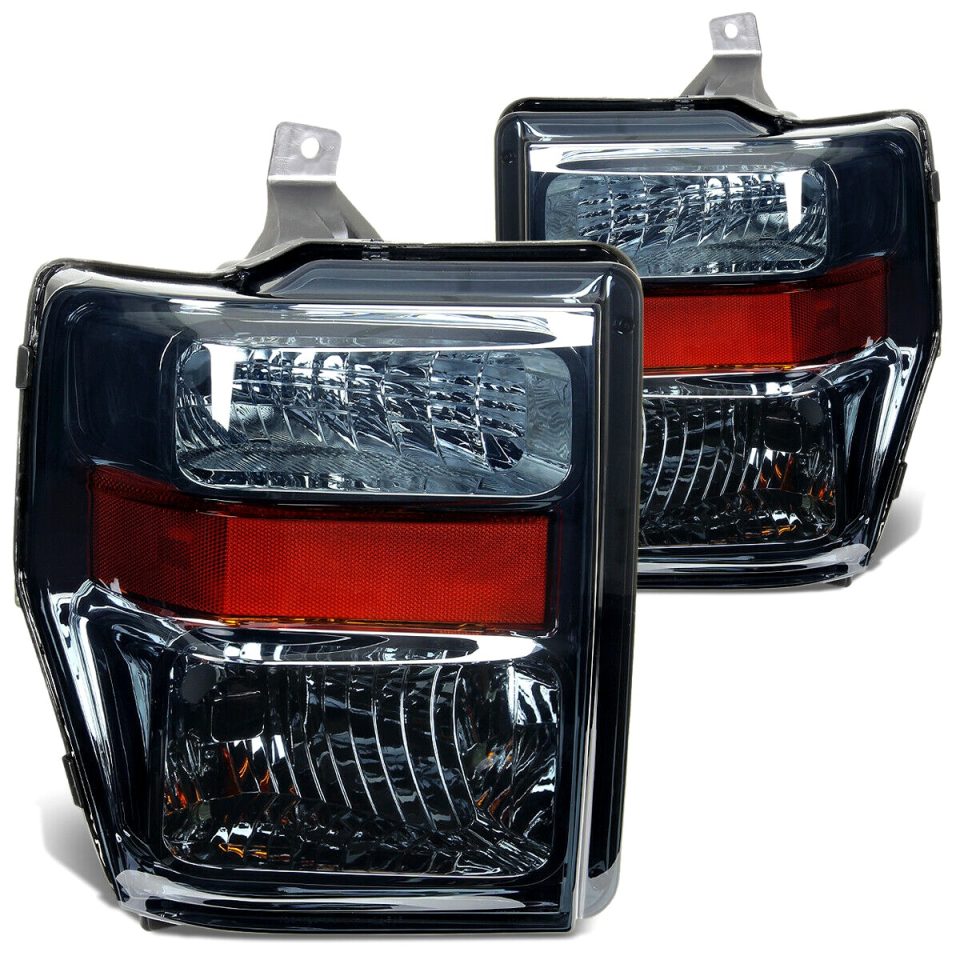 Ceramic Wooden 2008-2010 d Super Duty Pair Smoked Housing Amber Side Headlight/Lamp Set