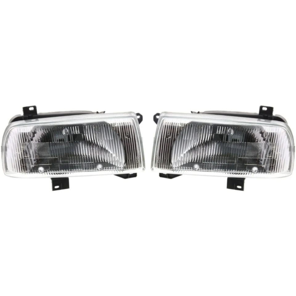 Glossy Headlight Set For 93 94 95 96 97 98 99 Volkswagen Jetta Left and Right 2Pc