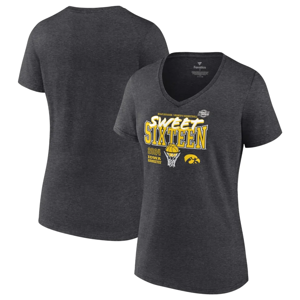 Kitchen Women's Fanatics Branded Charcoal Iowa Hawkeyes 2024 NCAA Women's Basketball Tournament March Madness Sweet 16 Fast